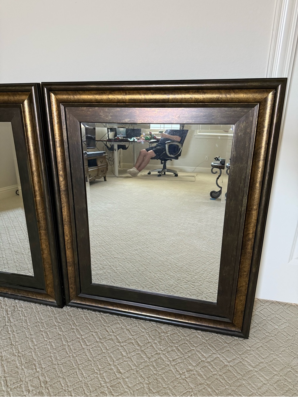 Old World Large decorative mirror with ornate frame 38x32